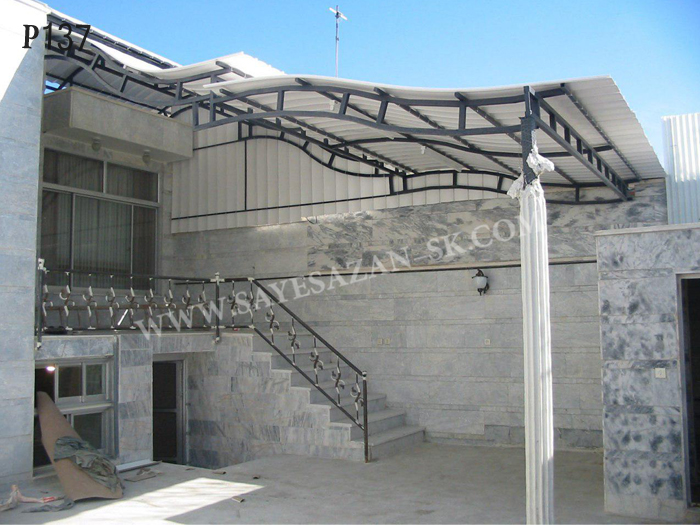 سایبان راه پله و حفاظ دیوار با ورقهای پلی یوپان ساینو