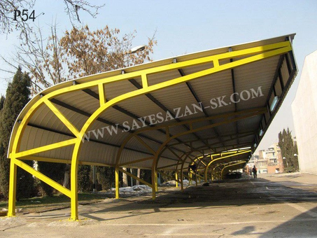 قیمت سایه بان کششی ثابت با پایه وسط و پوشش upvc 