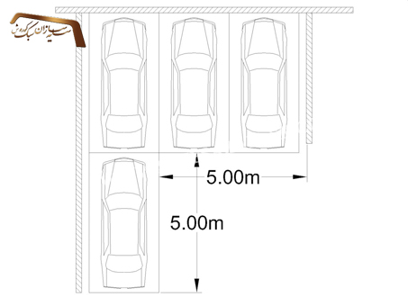 ابعاد پارکینگ برای 4 ماشین 