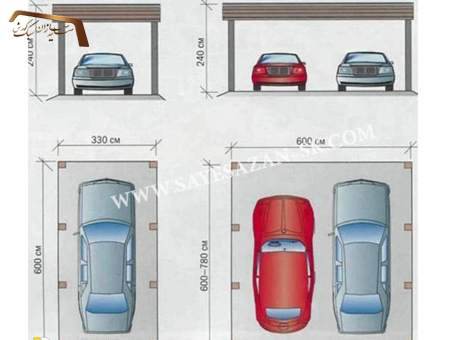ابعاد پارکینگ برای دو ماشین